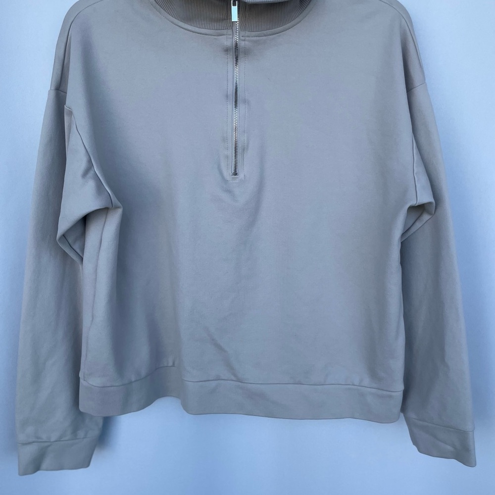 Mango Light Gray Zip Pullover - image 3